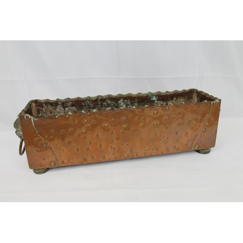 117 - Antique Victorian Quality Copper Planter cca 1910 , 43 x 12 x 10 cm