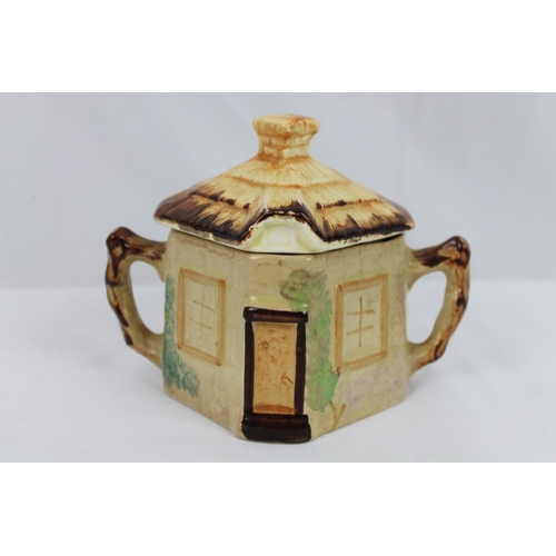 127 - Vintage Keele St. Pottery Cottage Ware , Hand Painted Lidded Sugar Bowl, Mint condition,12 x 7.5 x 7... 