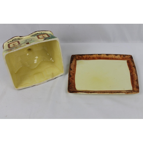 129 - Vintage Thatched Cottage Butter Dish, Paramount Pottery , mint condition , Butter tray is 16 x 13.5 ... 