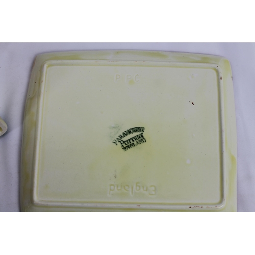 129 - Vintage Thatched Cottage Butter Dish, Paramount Pottery , mint condition , Butter tray is 16 x 13.5 ... 