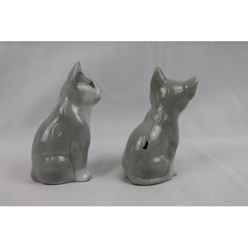 136 - Vintage Otagiri Japan Cat Figures , ( One is slightly damage...