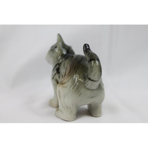 137 - Mid Century Japan Gray Tabby Blue Eyes Cat Statue