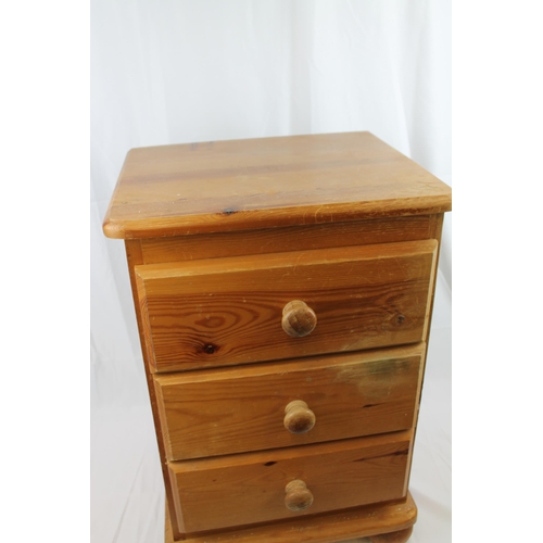 170 - Pine Bedside Table with three draws 60 x 42 x 34 cm