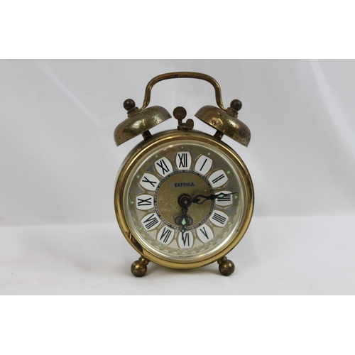 181 - Vintage West German Estyma Alarm Clock, Working