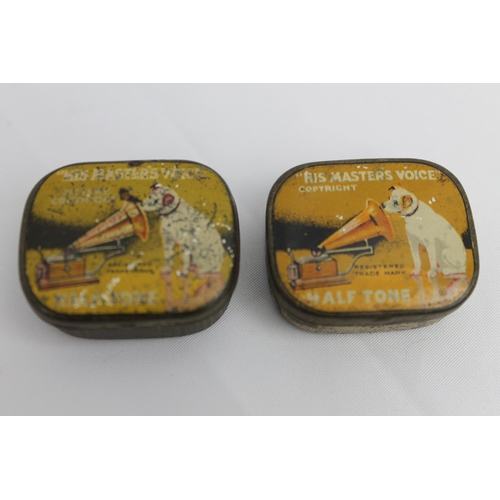 186 - Vintage His Master's Voice Half Tone Gramophone Needle Boxes with Needles