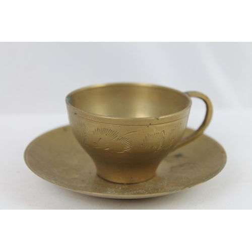 187 - Vintage Brass Cup and Saucer , 9 cm in diameter