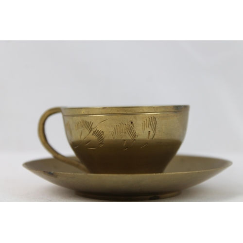 187 - Vintage Brass Cup and Saucer , 9 cm in diameter