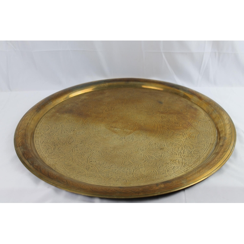 194 - XXXL Vintage Brass Engraved Plate, 60 cm in diameter