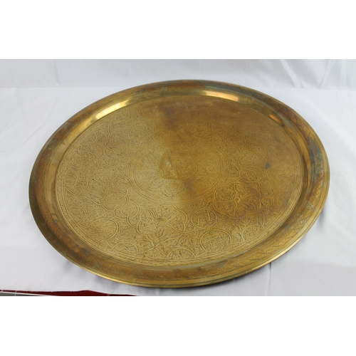 194 - XXXL Vintage Brass Engraved Plate, 60 cm in diameter