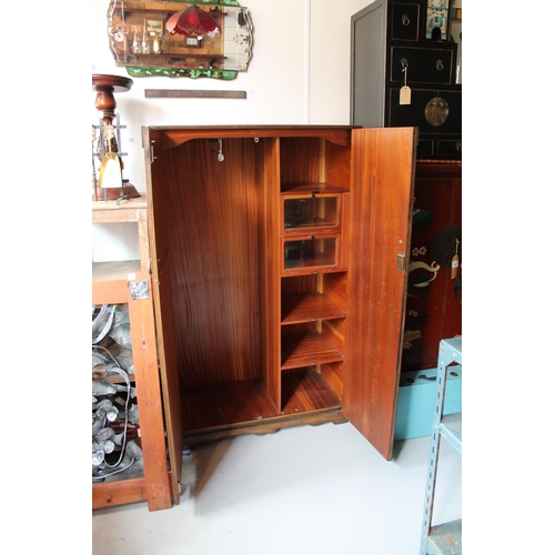 202 - Small Wooden Wardrobe with Key in soilid and mint condition , 154 h x 92 w x 46cm