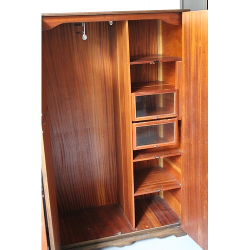 202 - Small Wooden Wardrobe with Key in soilid and mint condition , 154 h x 92 w x 46cm