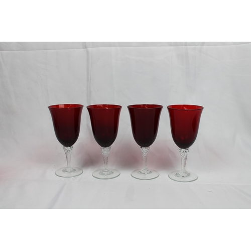 234 - Vintage Ruby Red and Crystal Glasses, 13 cm