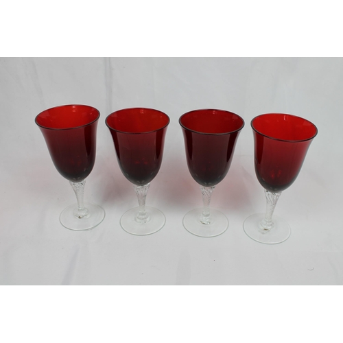 234 - Vintage Ruby Red and Crystal Glasses, 13 cm