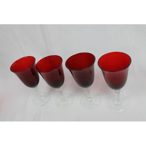 234 - Vintage Ruby Red and Crystal Glasses, 13 cm