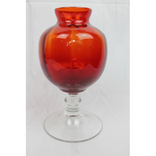 236 - Vintage Large Red Ruby Golf Ball Wine Goblet, 21 cm tall