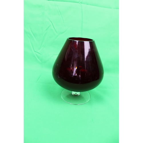 237 - Vintage Ruby Red Brandy Glass , 15.5 cm tall