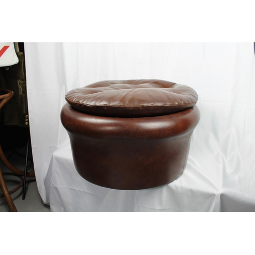 248 - Vintage Sherborne 1960's Round Drum Pouffe Foot Stool Rest, 34 cm tall, 57 cm in diameter