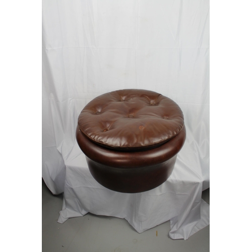 248 - Vintage Sherborne 1960's Round Drum Pouffe Foot Stool Rest, 34 cm tall, 57 cm in diameter