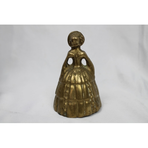 251 - Vintage Solid Brass bell Maid Lady , 9cm