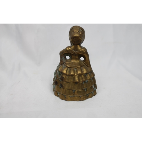 252 - Vintage Solid Brass Lady Bell, 8cm