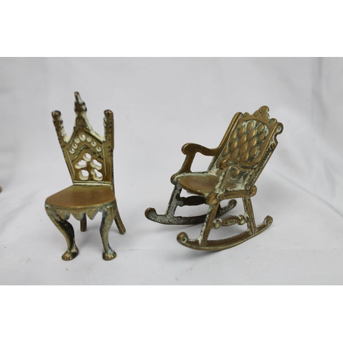 254 - Solid Brass Chairs , 9.5 cm