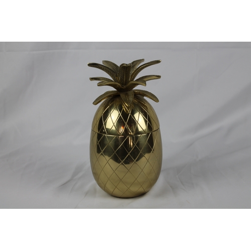 275 - Mid Century Solid Lacquered Brass Pineapple Container, Large...