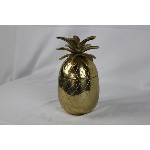 275 - Mid Century Solid Lacquered Brass Pineapple Container, Large...