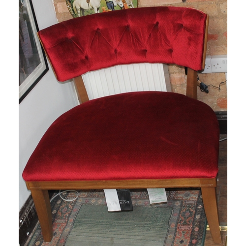 283 - Large Chair, red upholstery, new, mint condition, seat h is 48 cm , 84 cm tall, 70 x 85cm