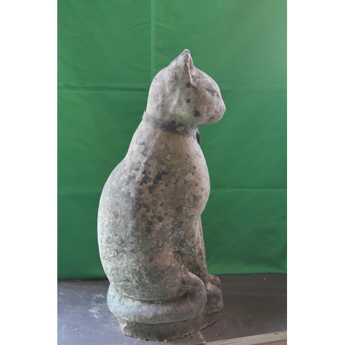 299 - 1940's Garden weathered cat statue, 52 cm tall