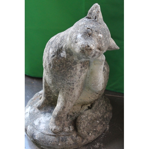 301 - 1940's weathered Cat garden Statue  42 cm tall