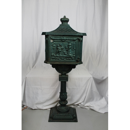 304 - Vintage Victorian Mailbox, Cast Iron , Ready to Use, 110 cm tall , Solid and Heavy piece