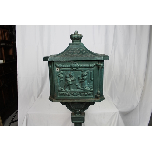 304 - Vintage Victorian Mailbox, Cast Iron , Ready to Use, 110 cm tall , Solid and Heavy piece