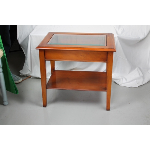 305 - Mahogany Glass top Lamp Table, 52 x 57 x 41 cm