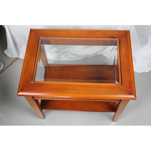 305 - Mahogany Glass top Lamp Table, 52 x 57 x 41 cm