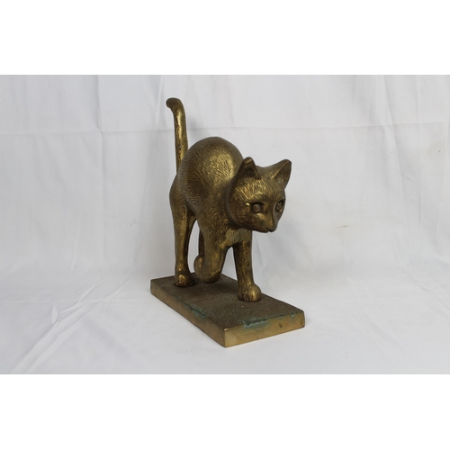 309 - Vintage Large Brass Cat Statue , 28 cm tall