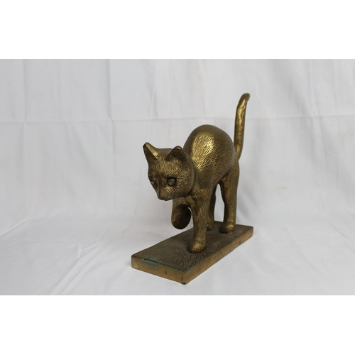 309 - Vintage Large Brass Cat Statue , 28 cm tall