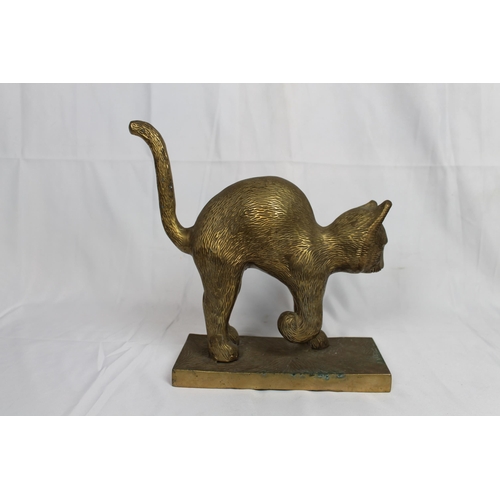 309 - Vintage Large Brass Cat Statue , 28 cm tall