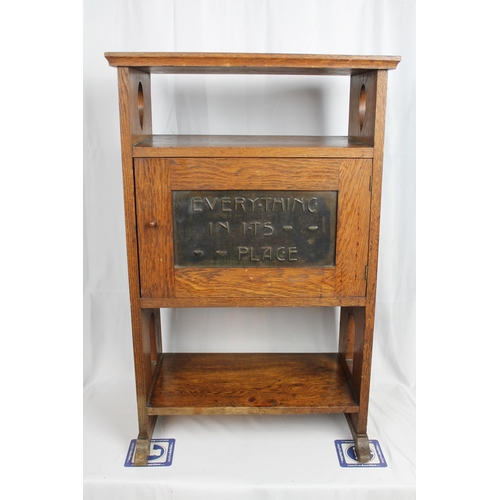 311 - Vintage cca 1900's Oak Arts and Craft Side cabinet , 77 x 49 x 27 cm , Motto Cabinet