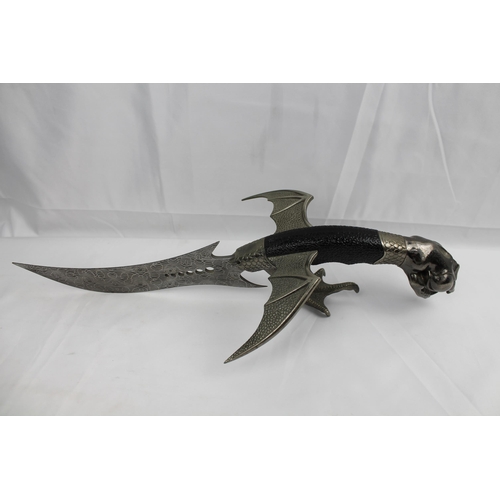 318 - Large Dragon Metal Knife, Very Sharp Blade , Solid Condition 50cm Long