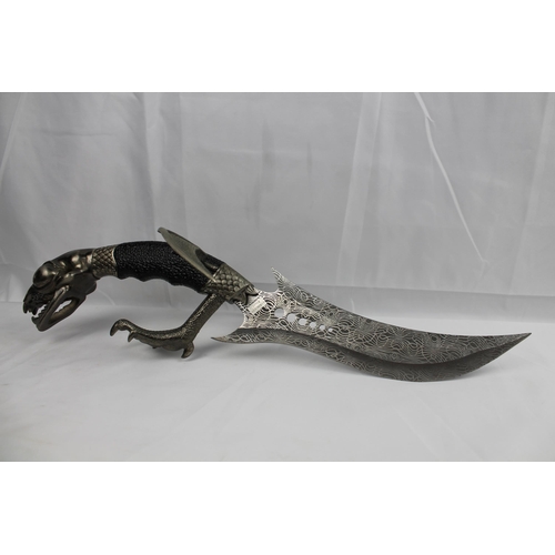 318 - Large Dragon Metal Knife, Very Sharp Blade , Solid Condition 50cm Long