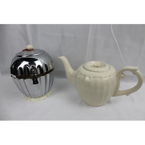 325 - Large Are Deco Chrome Tea Pot