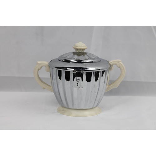 329 - Art Deco Chromed Sugar Bowl 14 cm tall