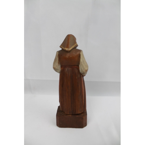 331 - Vintage Hand Carved Wooden Figurine , 14cm tall