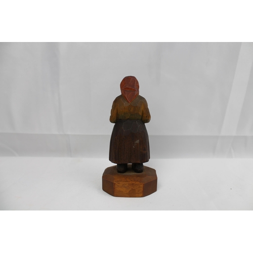 333 - Vintage Hand Carved Wooden Figurine, 12 cm tall