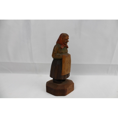 333 - Vintage Hand Carved Wooden Figurine, 12 cm tall