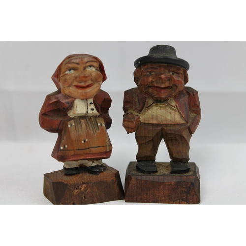 334 - Two Vintage Hand Carved Wooden Figurines