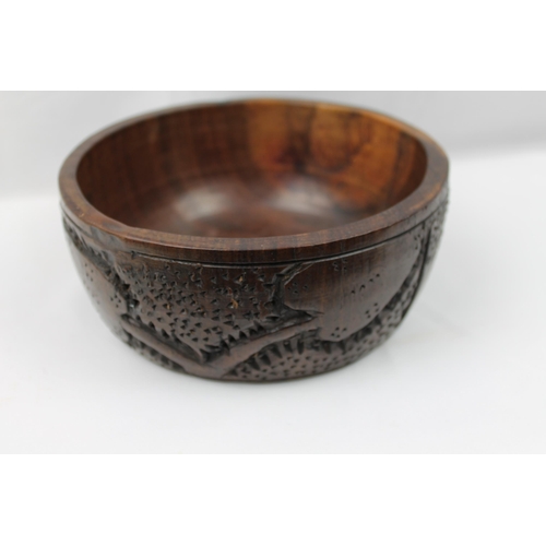 34 - Hand Carved Wooden African Bowl, 16 cm in diameter