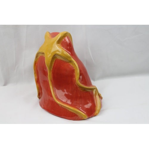 36 - Large Clay Abstract Sculpture, Hand Painted, 21 cm tall