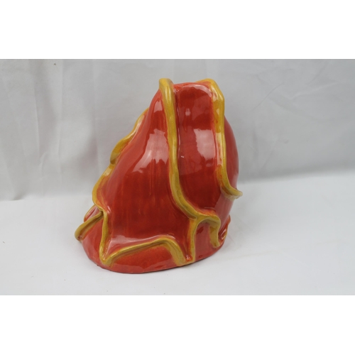 36 - Large Clay Abstract Sculpture, Hand Painted, 21 cm tall