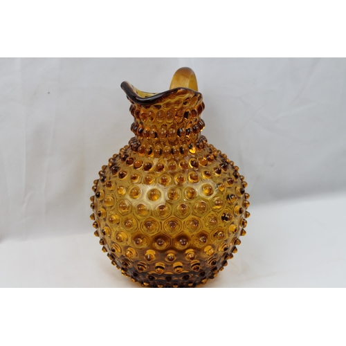 40 - Large Vintage Hand Made Bohemia Amber Glass Jug, Czech Republic, 23 cm tall